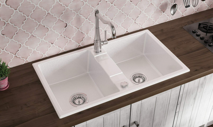 Chiuvetă din granit, 2-cuve, Deante, Eridan,ALABASTER [4]