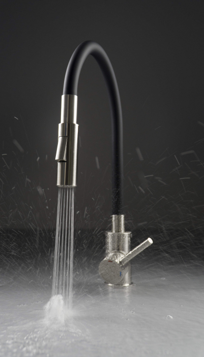 Baterie pentru bucătărie, cu pipă elastică - 2 Funcții,neagra,Neo [3]