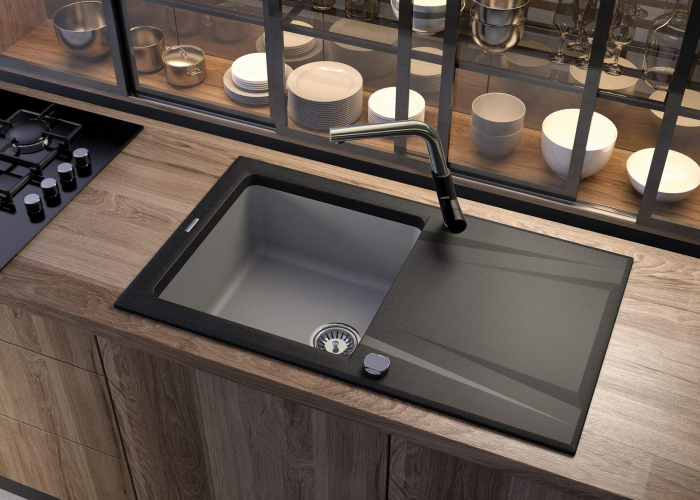 Baterie pentru bucătărie, cu pipă extractibilă, Deante, Silia,Inox-BLACK [4]