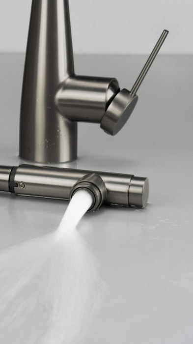 Baterie pentru bucătărie, cu racord pentru filtrul de apă, cu pipă extractibilă [4]