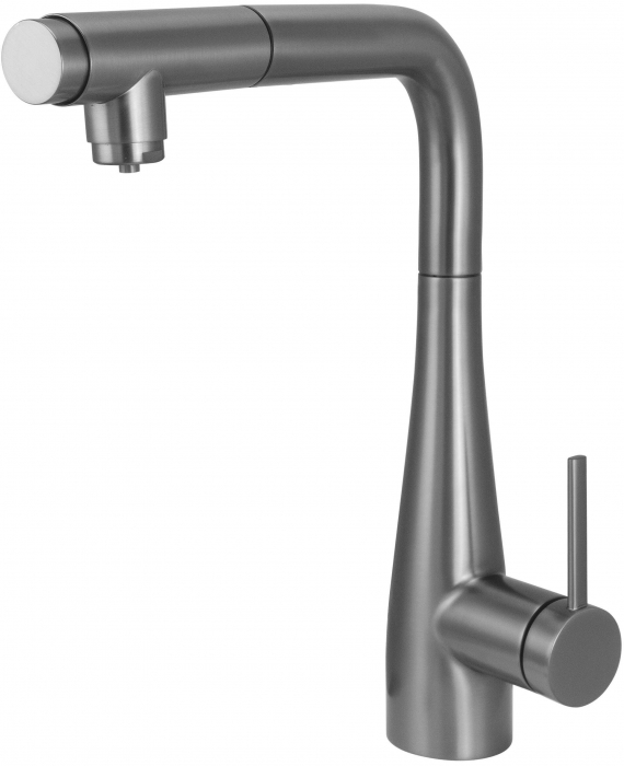 Baterie pentru bucătărie, cu racord pentru filtrul de apă, cu pipă extractibilă [1]