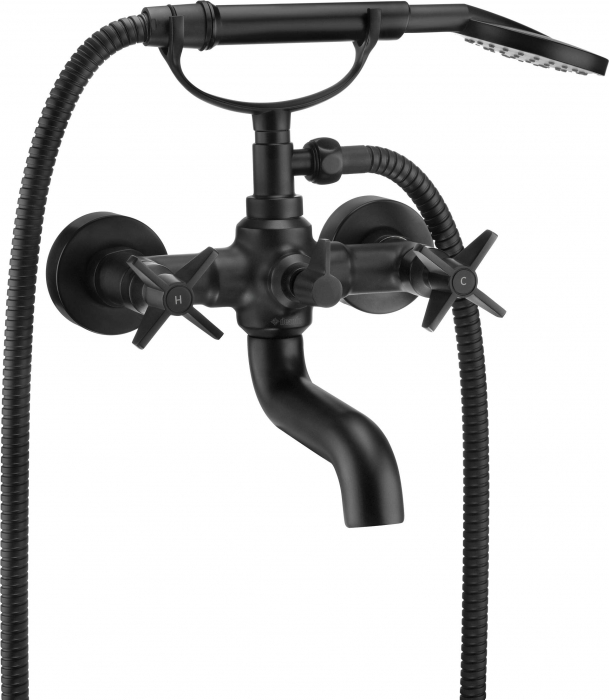 Baterie pentru cadă, cu set de duș, Deante, Termisto,Negru [1]