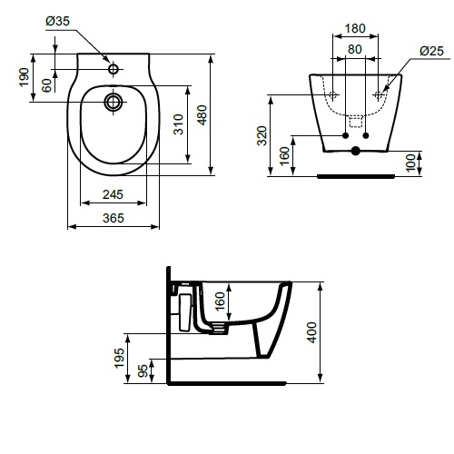 BIDEU CONNECT SPACE SUSPENDAT 48X36.5,FIXARE COMPLET ASCUNSA [2]