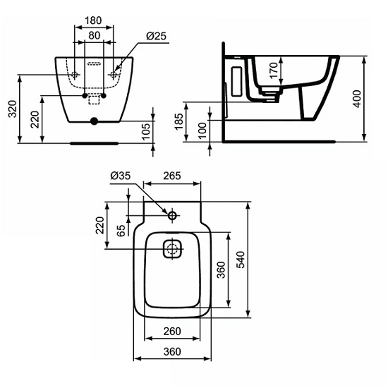BIDEU IDEAL STANDARD STRADA II SUSPENDAT CU FIXARE COMPLET ASCUNSA [3]
