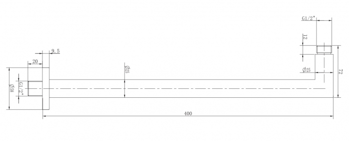 BRAT DUS FIX RECTANGULAR INULA, 400 MM, ALAMA, NEGRU [2]
