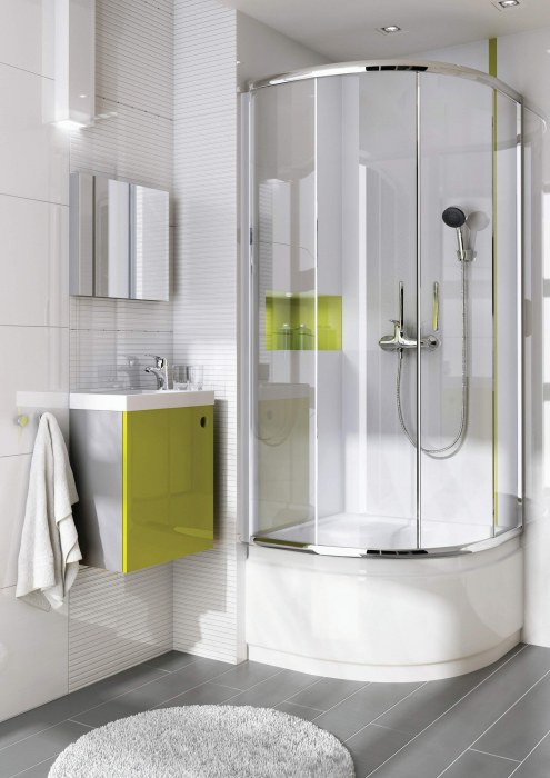 Cabină de duș, semicerc, 80x80 cm, Deante, Funkia,Cromat [3]