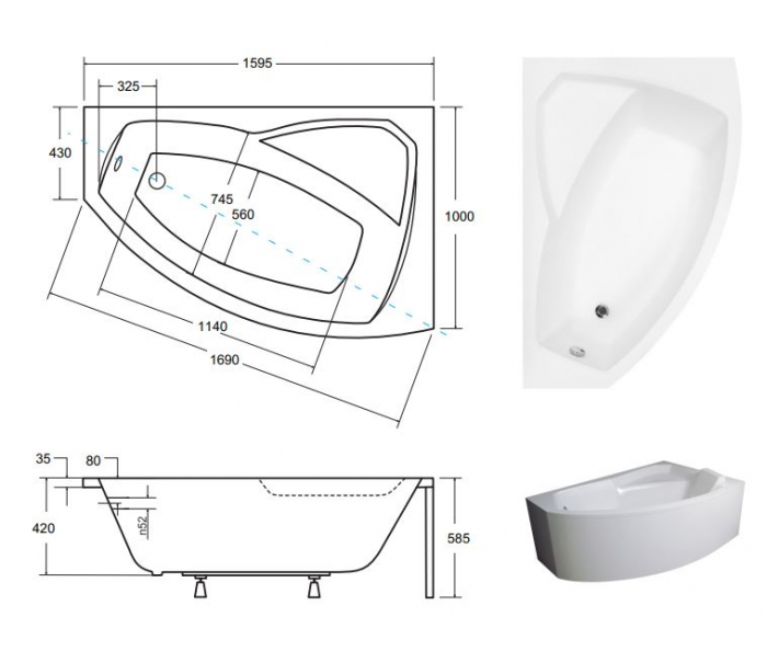 CADA ASIMETRICA ACRYL RIMA 160X100 DREAPTA [3]