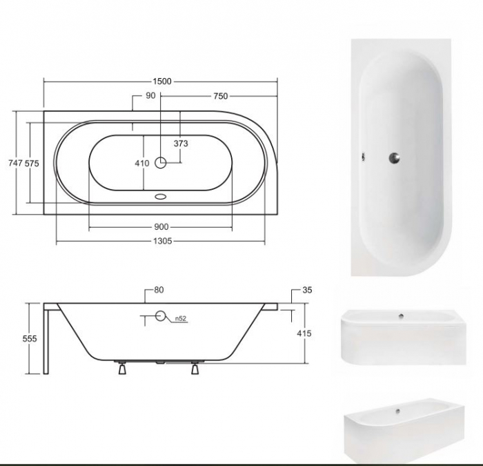CADA ASIMETRICA ACRYL AVITA 150X75, DE STANGA [3]