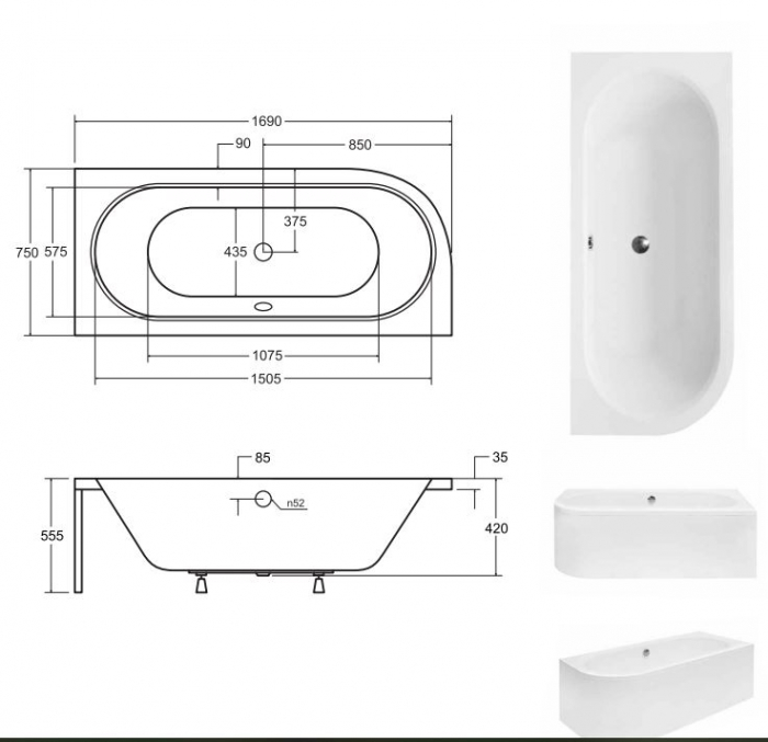 CADA ASIMETRICA ACRYL AVITA 170X75, DE DREAPTA [2]