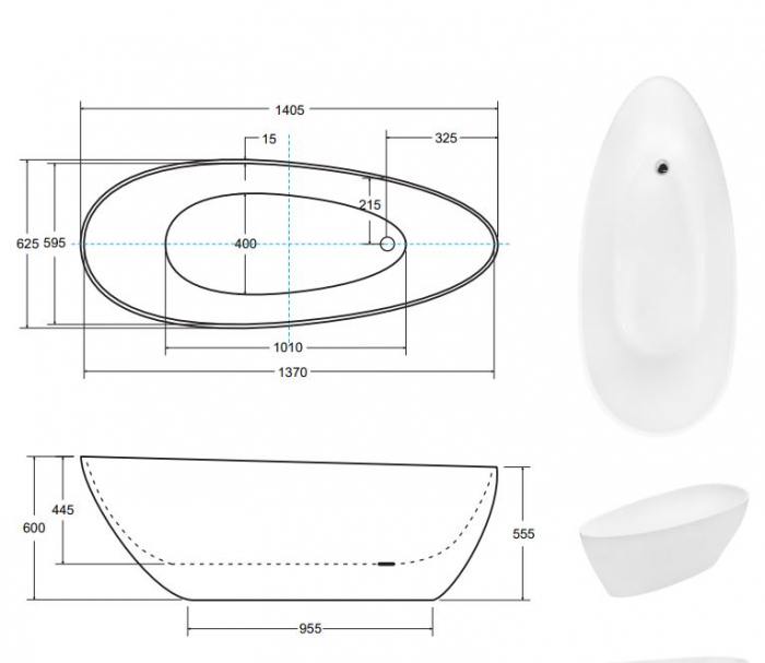 CADA FREESTANDING GOYA XS 142X62, WHITE [7]