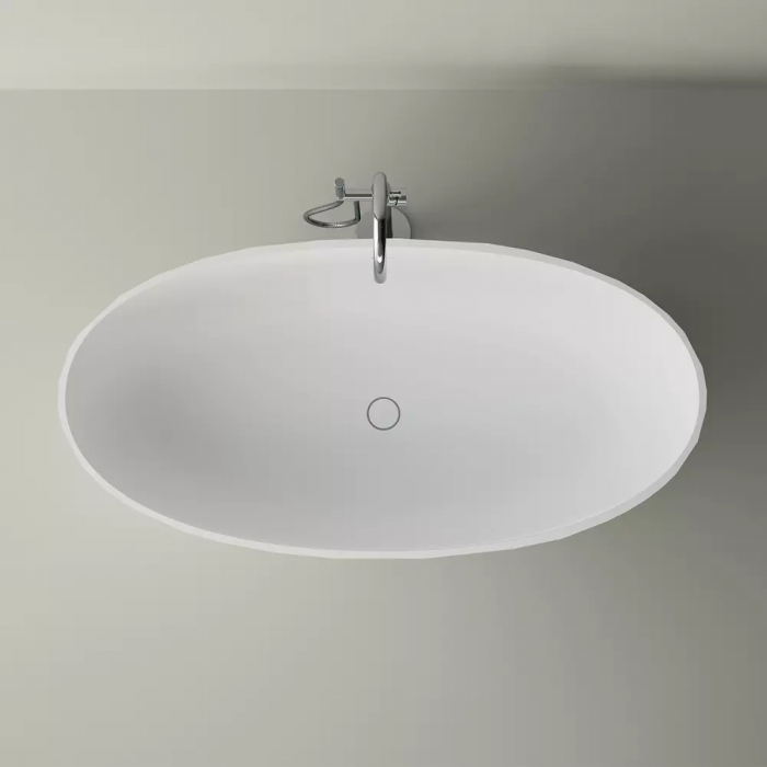 Cada freestanding Cast Marble Aruba 167x83 cm din compozit, fara preaplin, alb [2]