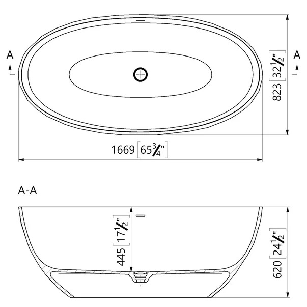 Cada freestanding Cast Marble Aruba 167x83 cm din compozit, fara preaplin, alb [3]