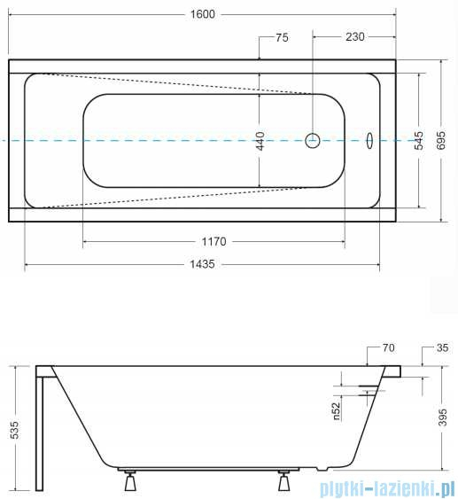 CADA RECTANGULARA ACRYL MODERN 160X70, PICIOARE INCLUSE [5]