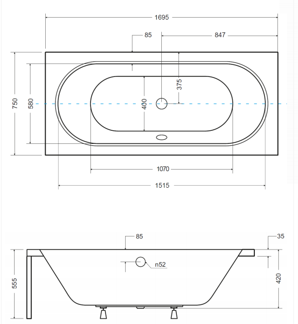 CADA RECTANGULARA ACRYL VITAE 160X75 [4]