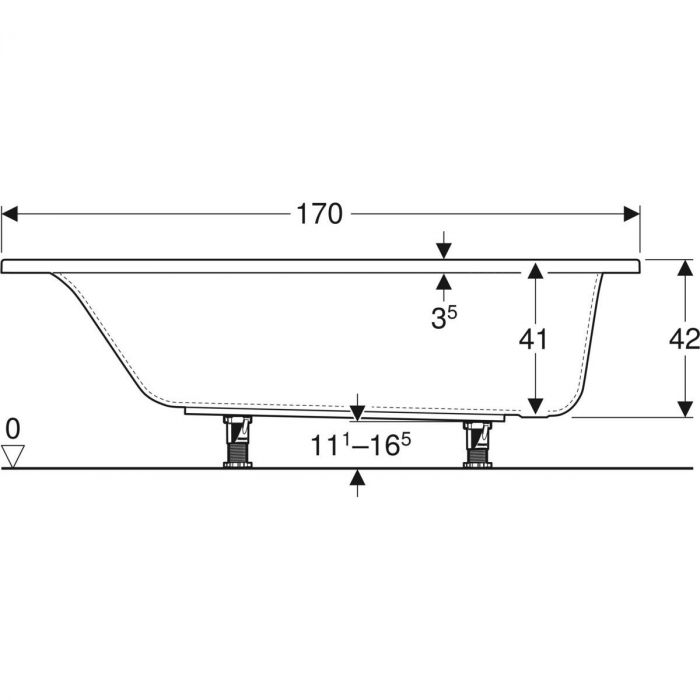 CADA ACRYL SELNOVA SQUARE 170X70 CM CU PICIOARE REGLABILE [2]