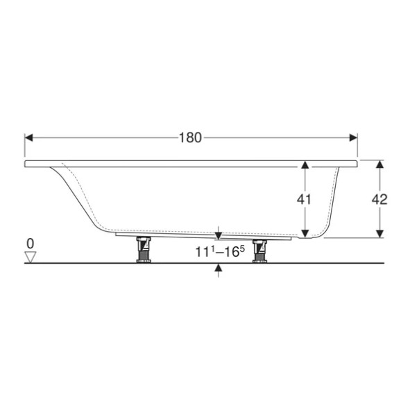 CADA ACRYL SELNOVA SQUARE 180X80 CM CU PICIOARE REGLABILE [3]