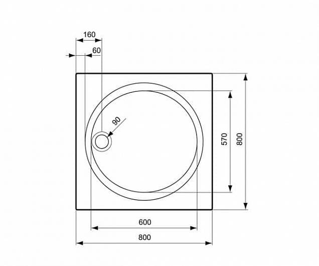 CUVA DUS ACRYL CONNECT PATRATA 80X80 ALBE  [2]