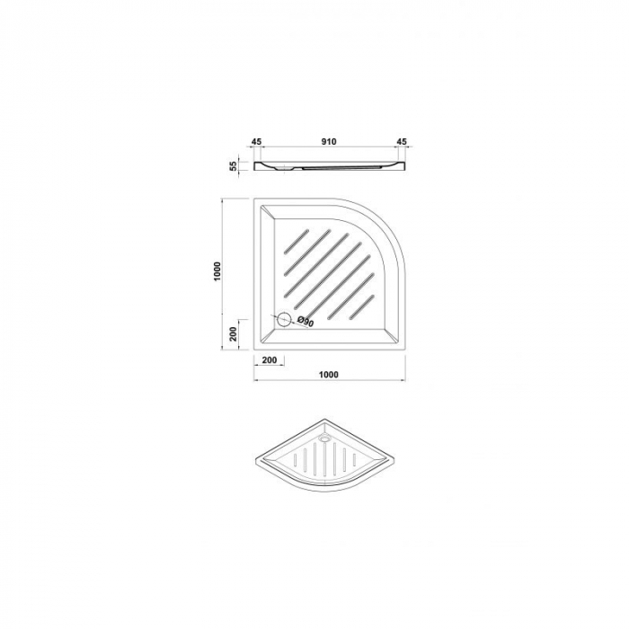 Cadita de dus semirotunda Gala Vita 100x100 cm, acryl, sifon inclus [2]