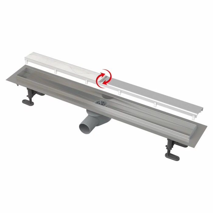 CANAL DE SCURGERE APZ13 DOUBLE, FIT AND GO,  CU GRATAR SIMPLU/PLACI CERAMICE, 650MM, OTEL INOXIDABIL MAT [2]