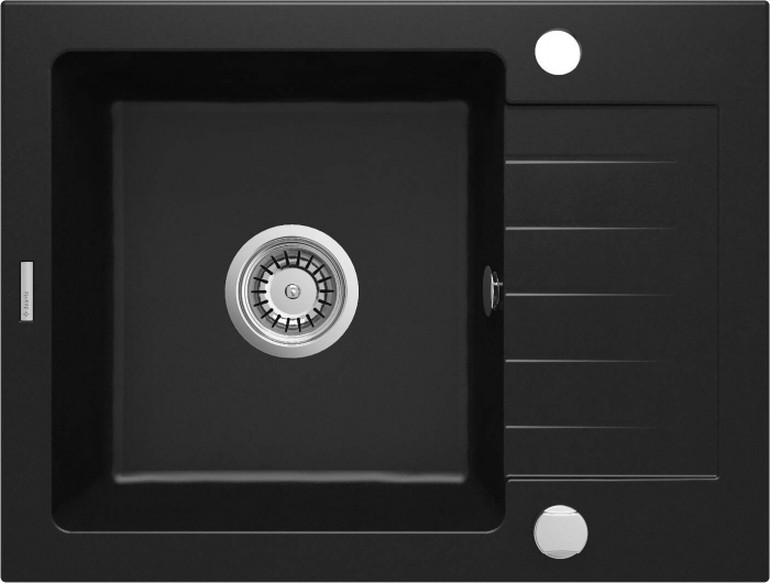 Chiuvetă din granit, 1-cuvă cu picurător, Deante, Zorba,Negru [1]