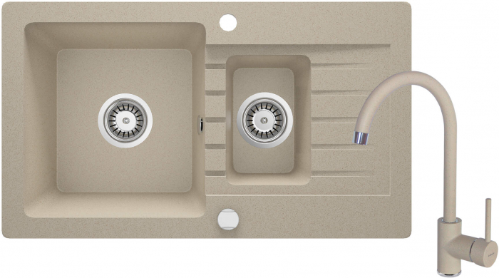 Chiuvetă din granit cu baterie, 1,5-cuve cu picurător [1]