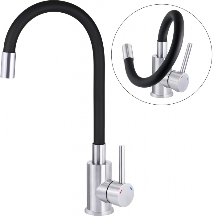 Chiuvetă din granit cu baterie, cu pipă elastică [2]