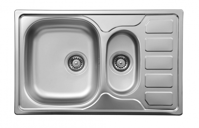 Chiuvetă din inox, 1,5-cuve cu picurător, Deante, Soul,Inox SATIN [1]