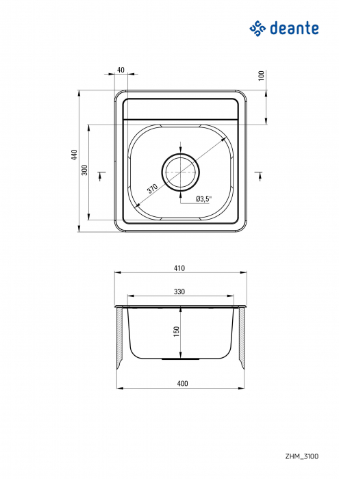 Chiuvetă din inox, 1-cuvă [2]