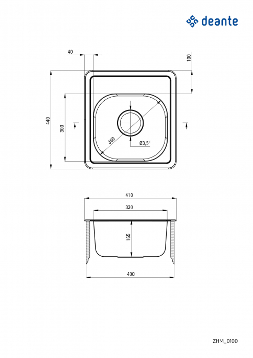 Chiuvetă din inox, 1-cuvă, Deante, Mercato,Inox SATIN [2]