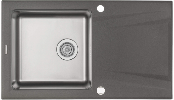 Chiuvetă granit-inox, 1-cuvă cu picurător, Deante, Prime,ANTHRACITE METALLIC [1]