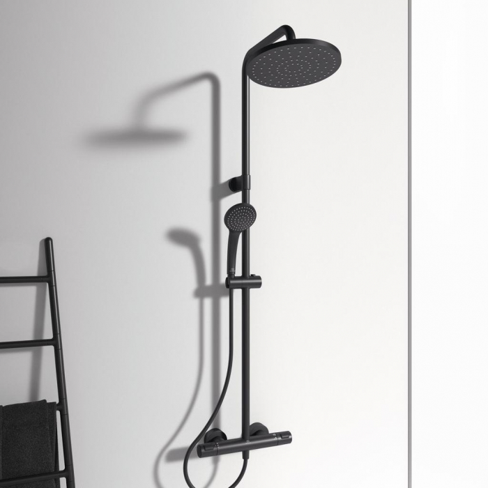 SISTEM DUS CERATHERM FLEX T25 SILK BLACK,CAP DUS 200MM,FURTUN 175MM SI PARA 100MM [2]