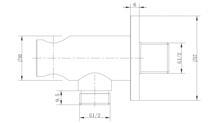 RACORD DUS ROTUND INULA PENTRU BATERIE INCASTRATA, CU SUPORT DUS, 1/, NEGRU [2]