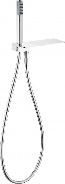 Cot conector pentru furtun, cu set de duș, cu raft, Deante, ,platină [1]