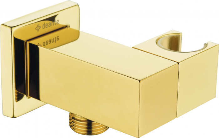 Cot conector pentru furtun, pătrat, cu mâner pentru dușul de mână, Deante, ,auriuiu [1]
