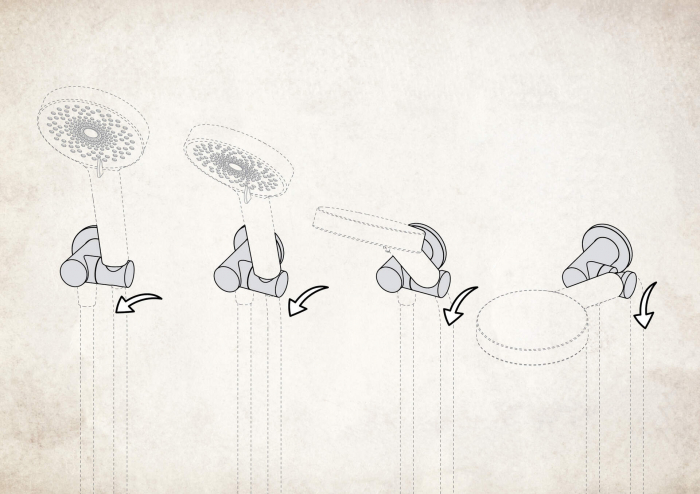 Cot conector pentru furtun, pătrat, cu mâner pentru dușul de mână, Deante, ,Cromat [3]