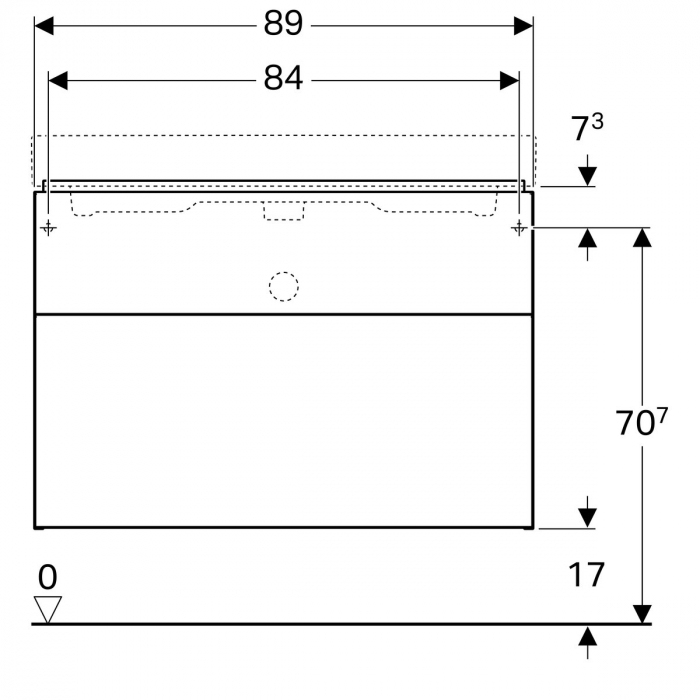 MOBILIER GEBERIT ICON PENTRU LAVOAR ,CU DOUA SERTARE 89X62X47.7CM  STEJAR NATURAL [3]