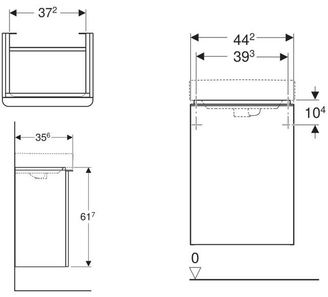 MOBILIER PENTRU LAVOAR SMYLE SQUARE 44.2X35.6X61.7 ,1 USA DESCHIDERE DREAPTA, ALB LUCIOS [2]
