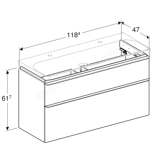 MOBILIER PENTRU LAVOAR SMYLE SQUARE CU 2 SERTARE, 120 CM, NUC AMERICAN HICKORY [2]