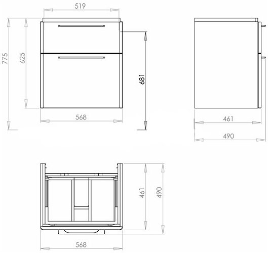 MOBILIER TRAFFIC PENTRU LAVOAR 60 CM ANTRACIT [2]