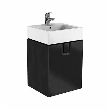 MOBILIER TWINS PENTRU LAVOAR 50 CM, CU UN SERTAR, NEGRU MAT [1]