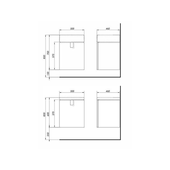 MOBILIER TWINS PENTRU LAVOAR 50 CM CU USA, GRI ARGINTIU [2]