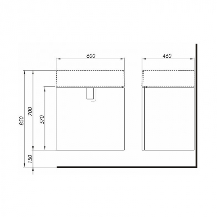 MOBILIER TWINS PENTRU LAVOAR 60 CM, CU 1 SERTAR, ALB LUCIOS [2]