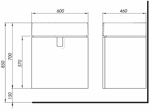 MOBILIER TWINS PENTRU LAVOAR 60 CM, CU 1 SERTAR,GRI STEJAR [2]