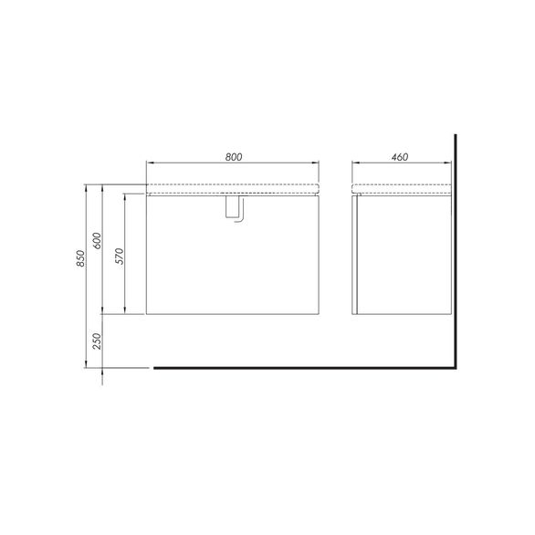 MOBILIER TWINS PENTRU LAVOAR 80 CM CU UN SERTAR NEGRU MAT [2]