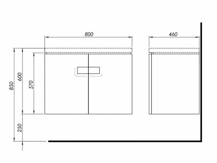 MOBILIER TWINS PENTRU LAVOAR 80 CM CU DOUA USI, GRI ARGINTIU [2]
