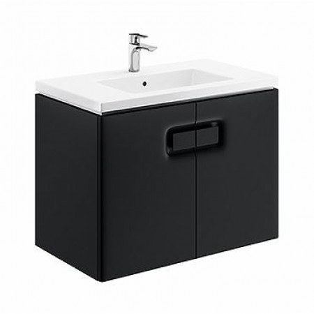 MOBILIER TWINS PENTRU LAVOAR DE 80 CU 2 USI NEGRU MAT [1]