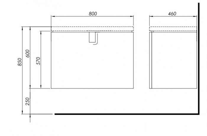 MOBILIER TWINS PENTRU LAVOAR 80 CM CU UN SERTAR, GRI ARGINTIU [2]