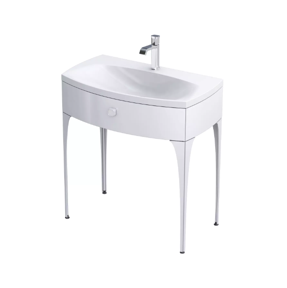 MOBILIER LOUIS 82 CM, UN SERTAR SOFT-CLOSE, PICIOARE INCLUSE,  ALB LUCIOS [1]