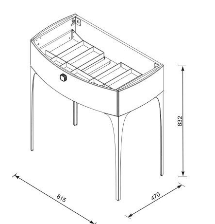 MOBILIER LOUIS 82 CM, UN SERTAR SOFT-CLOSE, PICIOARE INCLUSE,  ALB LUCIOS [2]