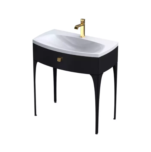 MOBILIER LOUIS 82 CM, UN SERTAR SOFT-CLOSE, PICIOARE INCLUSE, NEGRU LUCIOS [1]